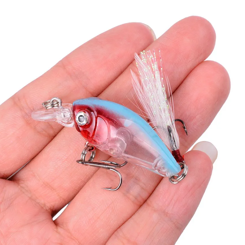 Crankbait duro pequeño con acabado láser – Ojos 3D y anzuelos triples - imagen 4