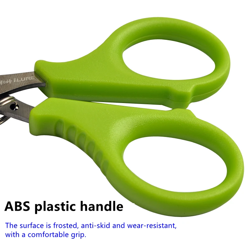 ILURE-Mini tijeras de pesca de línea PE, herramienta de pesca de acero inoxidable, hoja dentada, hilo trenzado de fluorocarbono, Verde - imagen 3