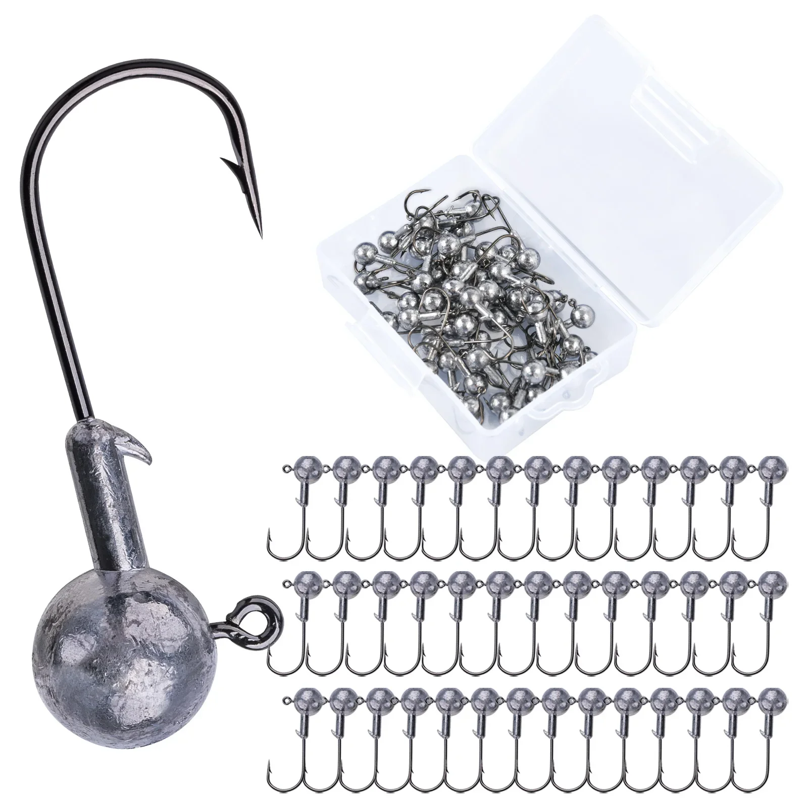 Goture-Juego de anzuelos de pesca con cabeza de anzuelo, 0,6g, 0,8g, 1g, 1,5g, 2g, 5g, 7g, 10g, 14g, 20g, cebo duro, anzuelo de gusano suave para pesca