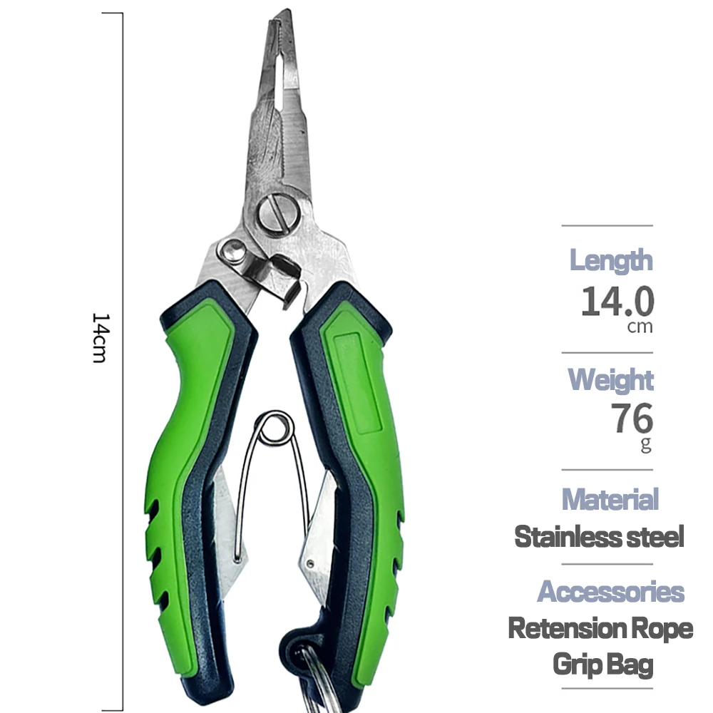Alicates de pesca de aleación de aluminio, cortador de anillo, aparejos de soporte de pesca con envoltura, tether retráctil, combo eliminado de ganchos - imagen 3