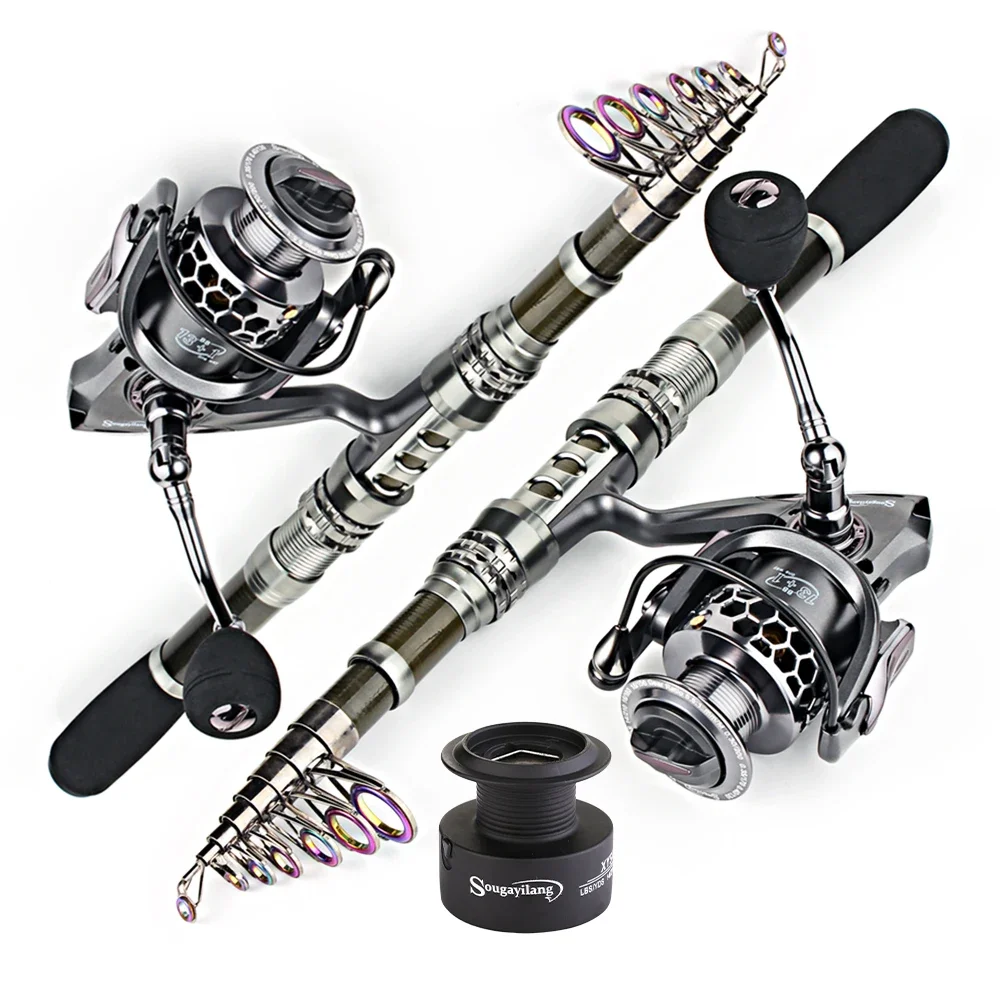 Sougayilang 1.8-3.3m Carbon Fiber Spinning Fishing Rod and 13+1BB Fishing Reel Combo Telescopic Fishing Pole Spinning Reel Kit - imagen 3