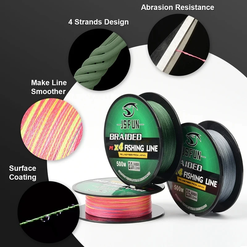 Línea de pesca de revestimiento de alambre trenzado de 4 hebras, hilo líder de monofilamento de 15lb a 76lb, 300M, 1 unidad - imagen 3