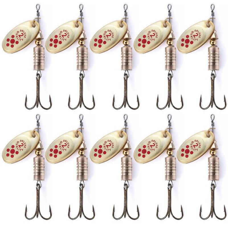 10 Uds 6,7 cm 7g cuchara giratoria cebo de Metal señuelo de pesca lentejuelas Crankbait cuchara cebos para lubina trucha perca Lucio giratorio - imagen 5