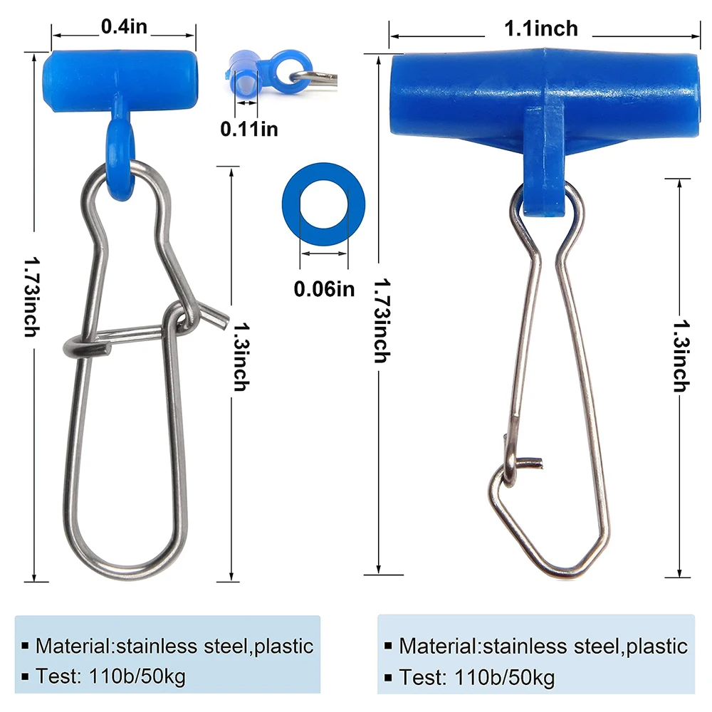 16 Uds sedal de pesca deslizadores de plomo de alta resistencia deslizador giratorio con bloqueo Duo broches de enganche conector de pesas de plomo de agua salada - imagen 3