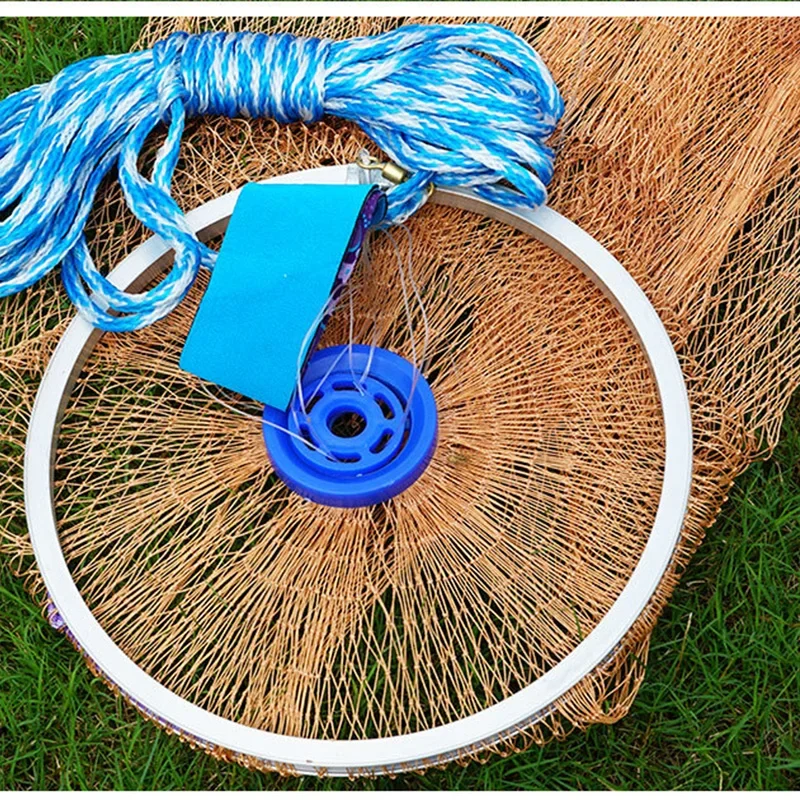 Lawaia-red de pesca con anillo de aluminio de aleación, aparejos de red de pesca de varios tamaños, línea trenzada, redes de pesca con colgante de acero - imagen 4