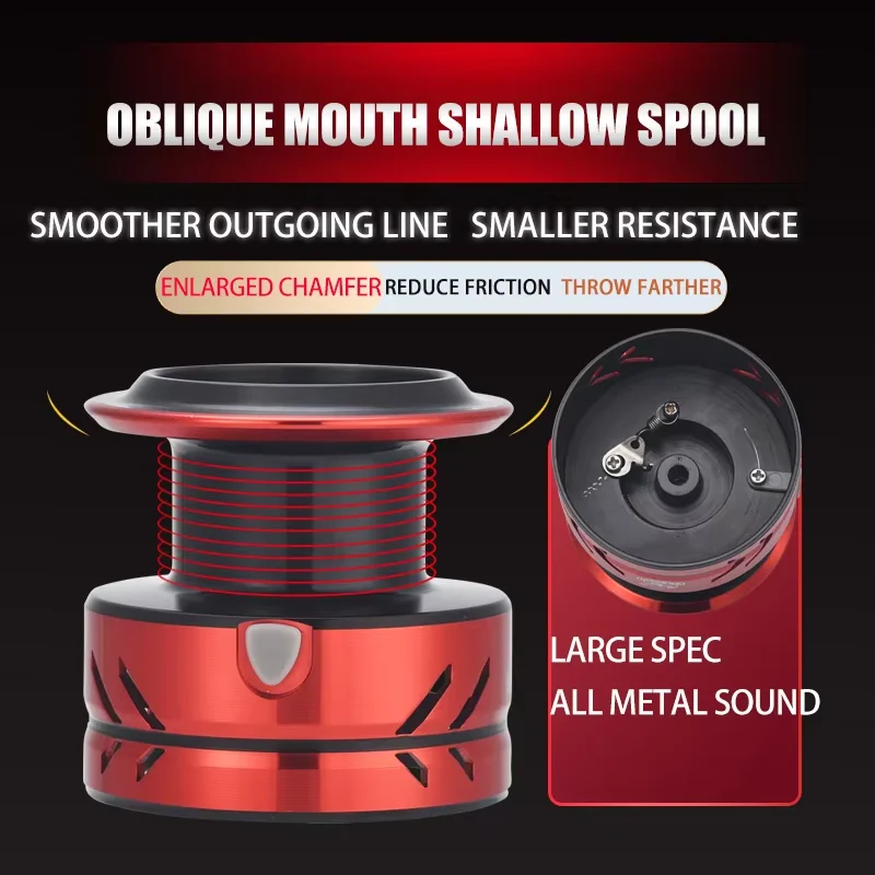 Mango y soporte de carrete poco profundo de Metal Lizard, relación de velocidad 5,2: 1 con carrete giratorio de 13 rodamientos con perilla redonda - imagen 4