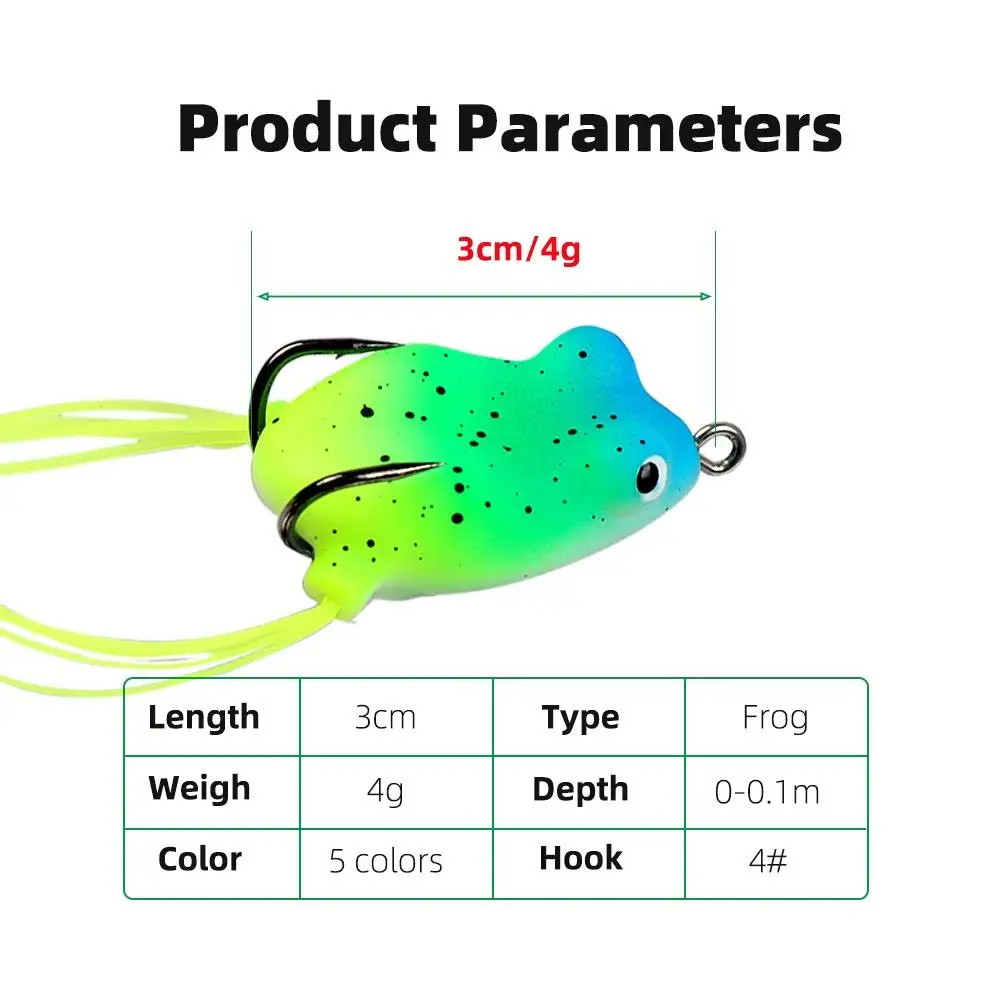 Caja de 5 uds. De señuelo de rana suave, 3cm/4,2g, nuevo y pequeño señuelo de pesca de rana trueno suave, Mini cebo de rana trueno - imagen 4