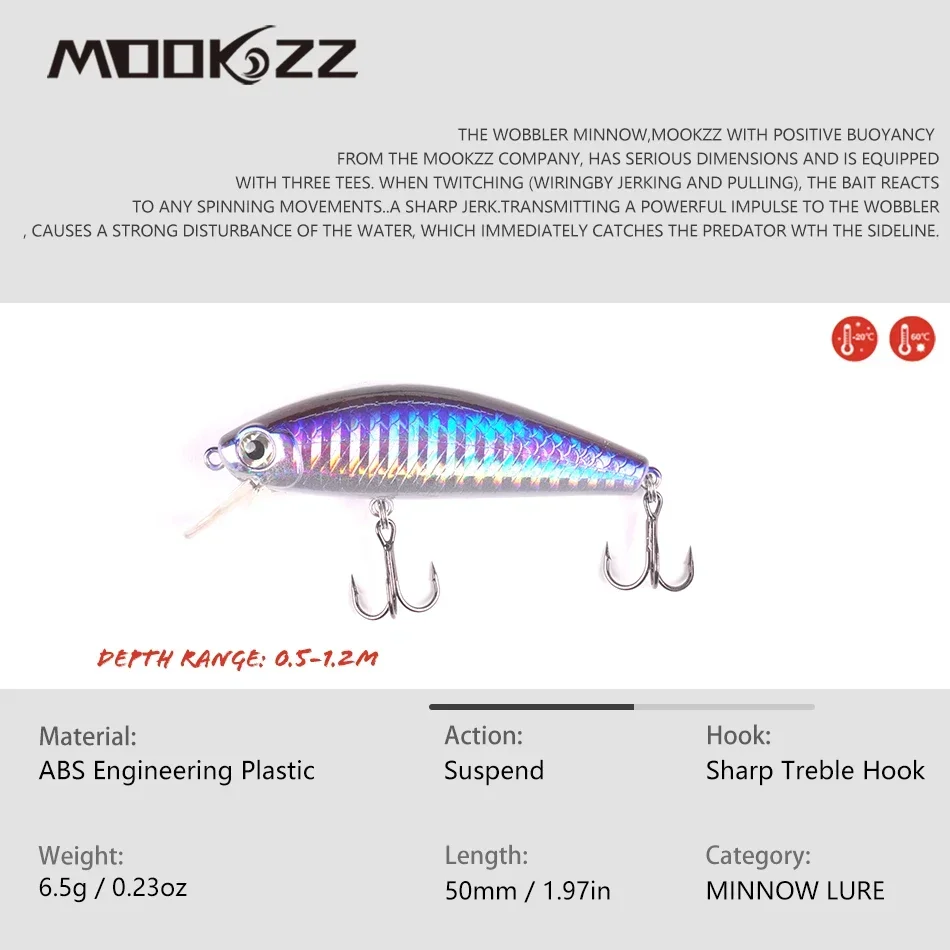 MOOKZZ-señuelo de pesca flotante Minnow, 50MM/75MM, 6,5G/11G, novedad - imagen 2