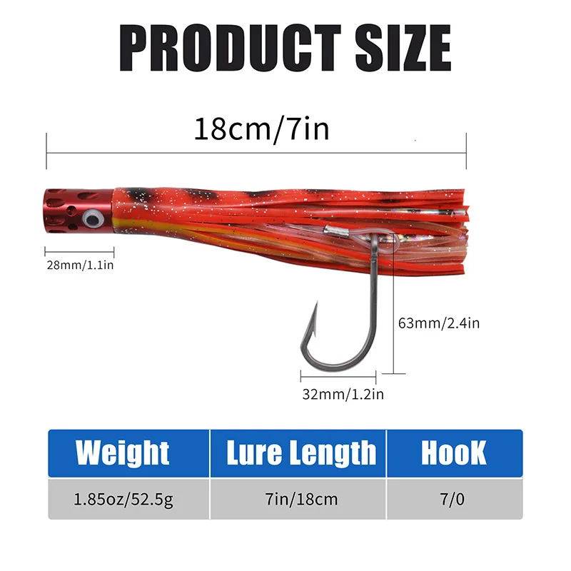 Señuelo de Pesca de Resina con Forma de Pulpo, 6 Piezas, con Falda Suave, para Pesca de Arrastre en Agua Salada, Pesca en Alta Mar, Cebo Grande para Atún, Wahoo, Mahi, Marlin - imagen 2