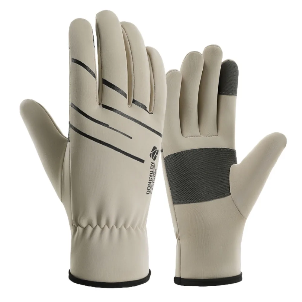 Guantes térmicos cálidos de lana Polar para hombre, resistentes al agua, a prueba de viento, para Snowboard, esquí, pantalla táctil, guantes para ciclismo y motocicleta - imagen 3