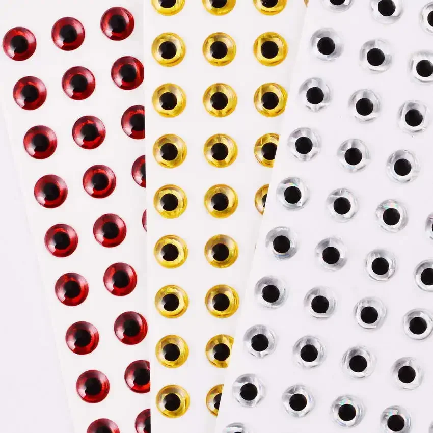 Ojos de señuelo de pesca holográficos 3D, 3mm-12mm, oro, rojo, plata, simulación de pez pececillo Artificial, Ojo de bricolaje, aparejos de pesca, 100 piezas - imagen 4