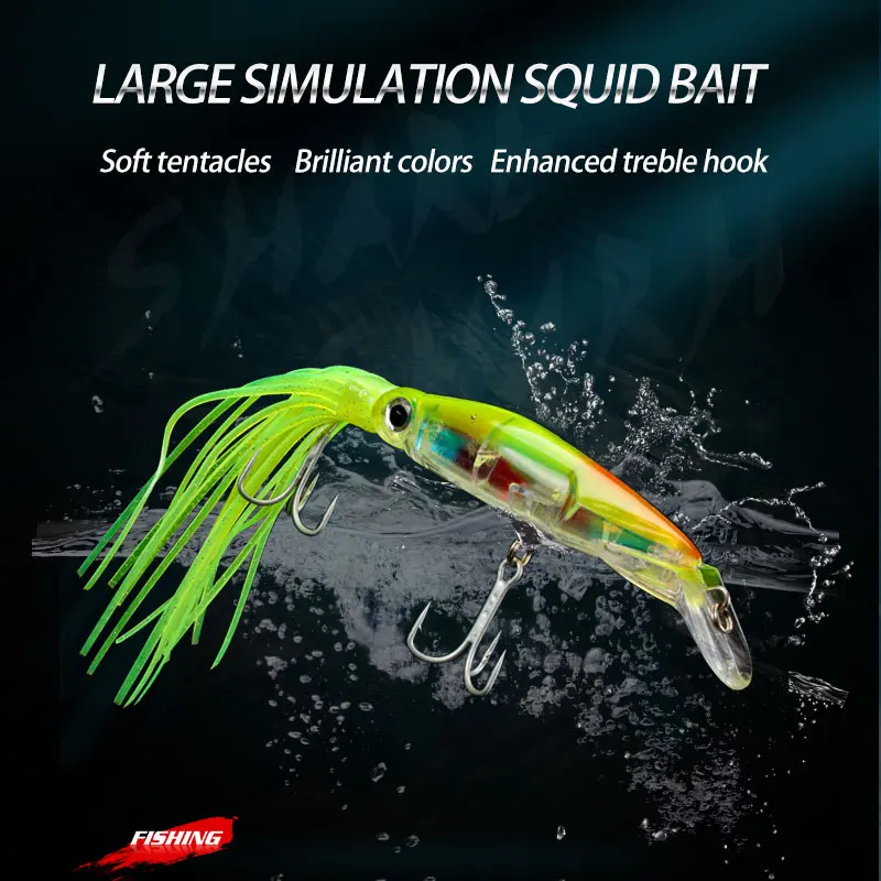 Señuelos de pesca 24cm/44g cebo Artificial duro ojos 3D pesca Wobblers faldas de calamar señuelo duro palo cebo - imagen 2