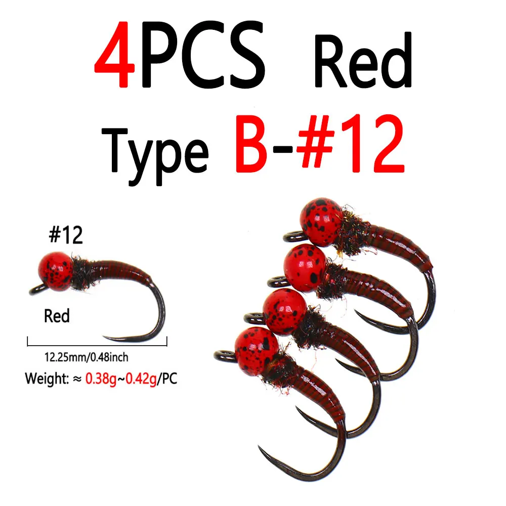 4pcs Red Size 12 B