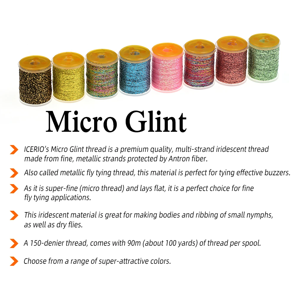 ICERIO 150D Micro hilo brillante para cuerpos y nervuras de ninfas, zumbadoras, moscas secas, Perdigone, Material de hilo metálico para atar moscas - imagen 2