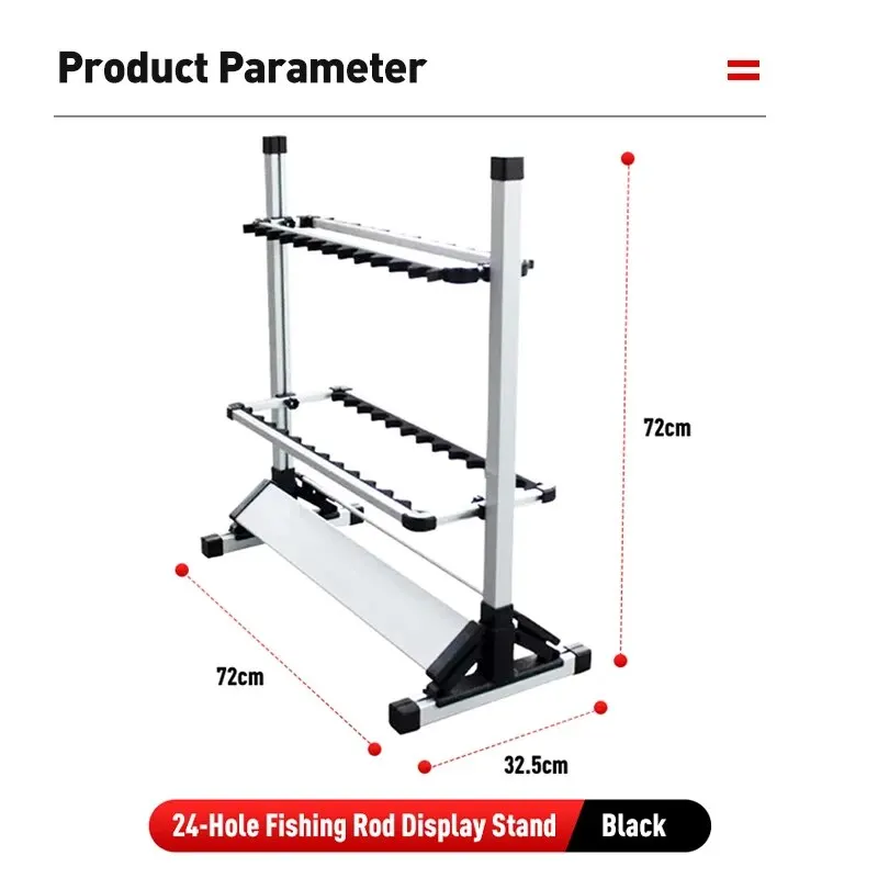Soporte de aleación de aluminio para caña de pescar, organizador, 24 piezas de capacidad - imagen 2