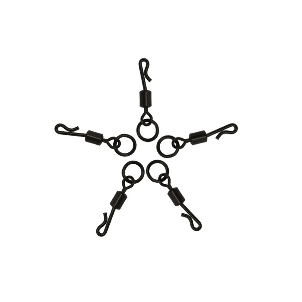 Anillo flexible para Pesca de carpa, 500 Uds., con forma de Q, negro mate, giratorio, ojo grande, cambio rápido, herramienta de conector sólido, accesorios para aparejos de Pesca - imagen 4