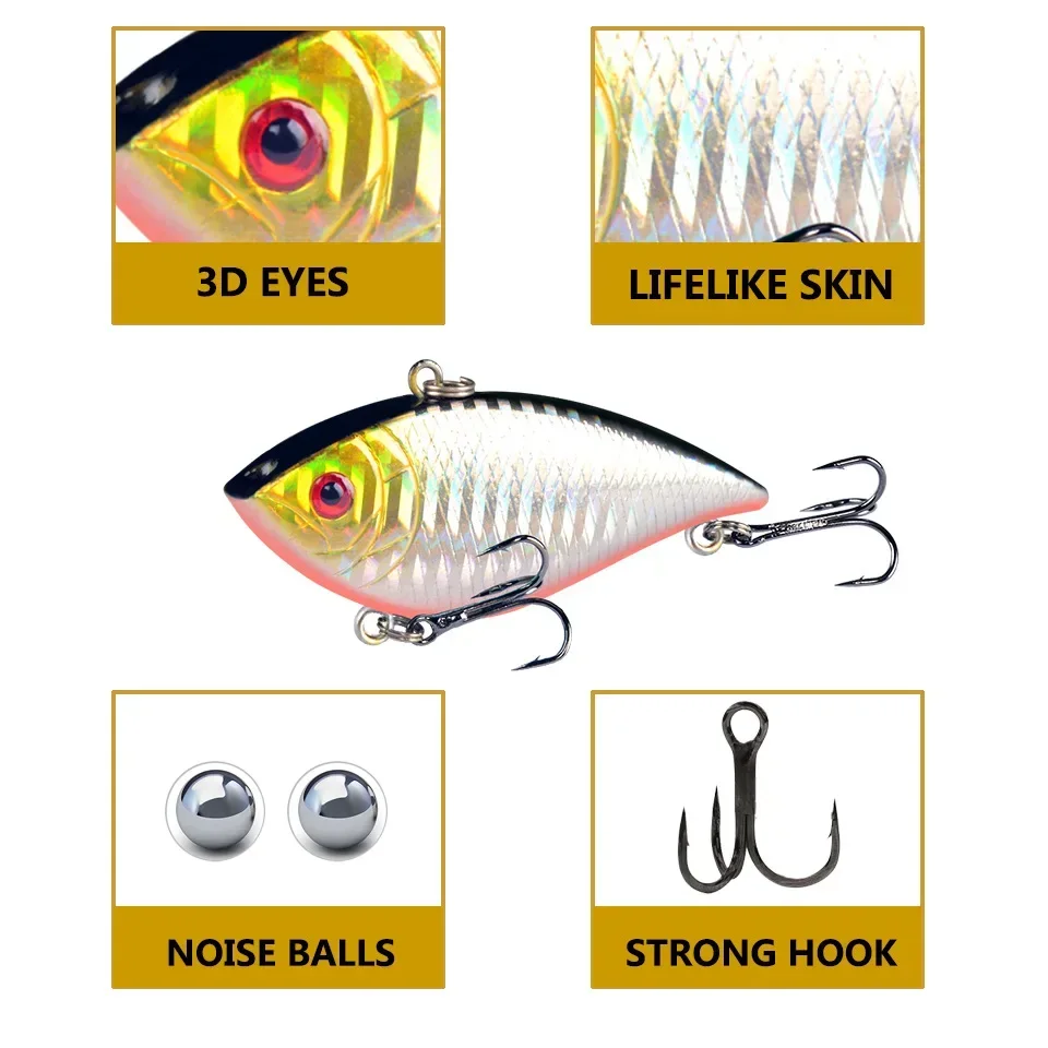 Cebo de pesca duro VIB con bola dentro de 1 piezas, señuelo de pesca de lubina de mar de hielo, aparejos de pesca Isca, cebo Artificial Crankbai - imagen 2