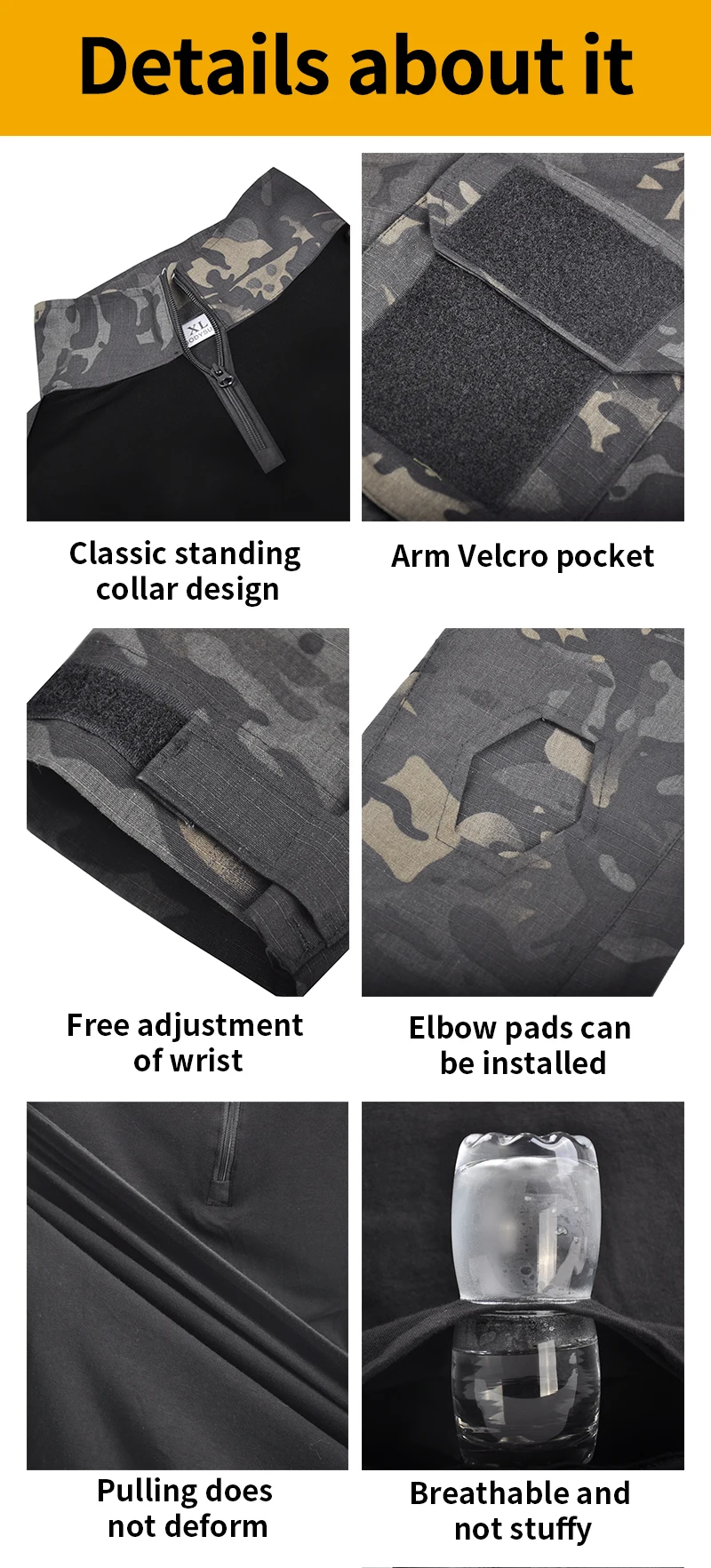 Un producto que parece ser una pieza de equipo de protección, posiblemente un chaleco o una prenda de vestir con varias características diseñadas para brindar comodidad y funcionalidad. Aquí están los detalles tal como están etiquetados en la imagen:

1