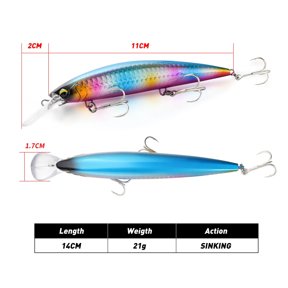 Señuelo de pesca de hundimiento Minnow, 110mm, 38g, pesado, duro, profesional, de fundición larga, Swimbait - imagen 2