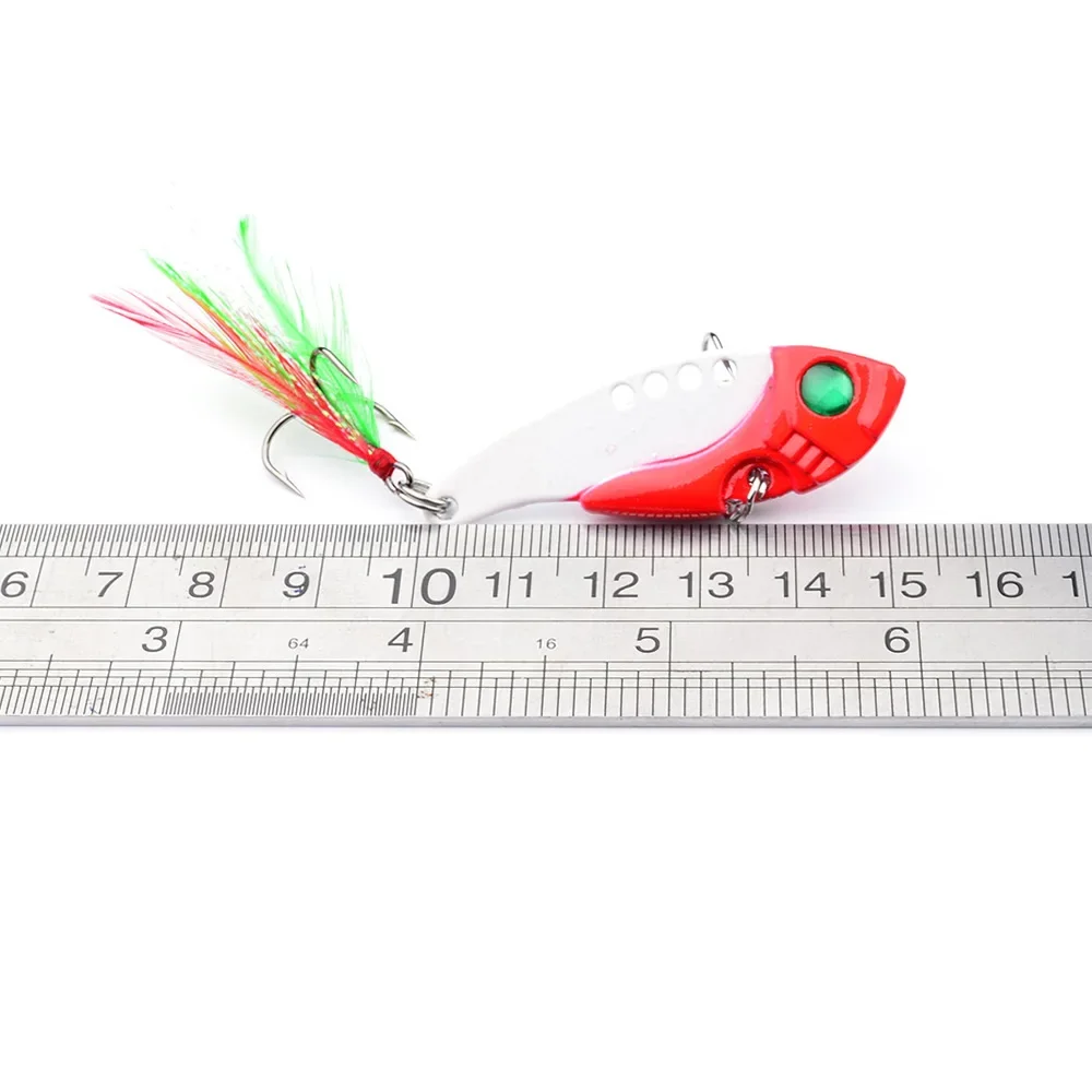 Señuelos de pesca cuchara para Lucio 50mm 10,5g 8 colores con anzuelo triple cuchara oscilante cebo duro de Metal Vib Spoonbait aparejos de pesca señuelos - imagen 4