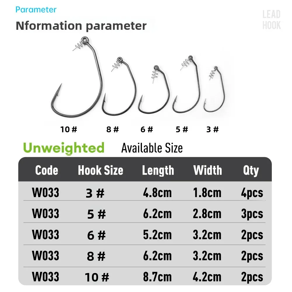 Anzuelos de pesca Kingdom Spring 3 # 5 # 6 # 8 # 10 # Gancho de manivela de plomo de acero al carbono con cerradura de resorte, accesorios de equipo de pesca con cebo blando