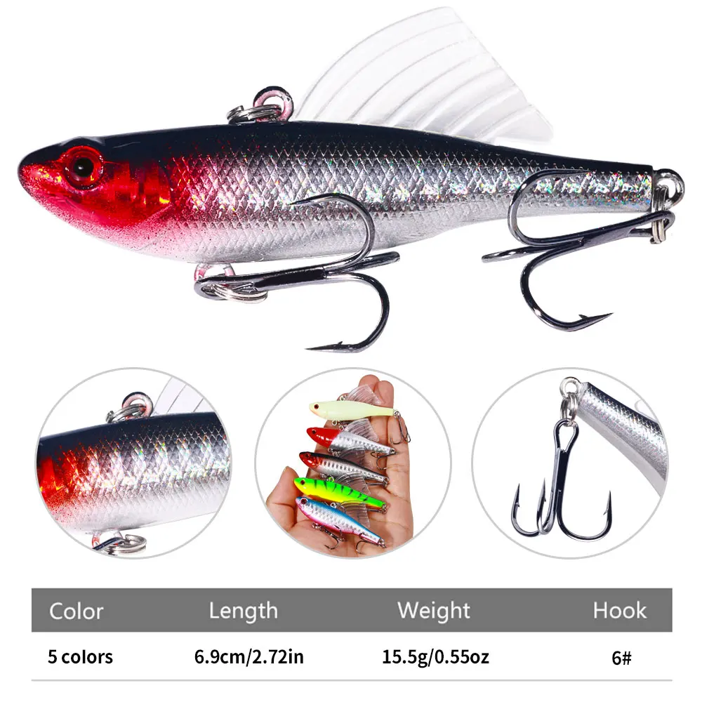 Pack de 5 señuelos de pesca tipo lápiz con alas