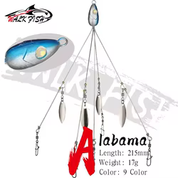 WALK FISH-Juego de pesca Alabama, 21,5 cm, 17g, señuelo de pesca con 5 brazos, cabeza de aparejo, cebo de natación, anzuelo de plomo, Pin de anillo giratorio, cebo falso para pececillo