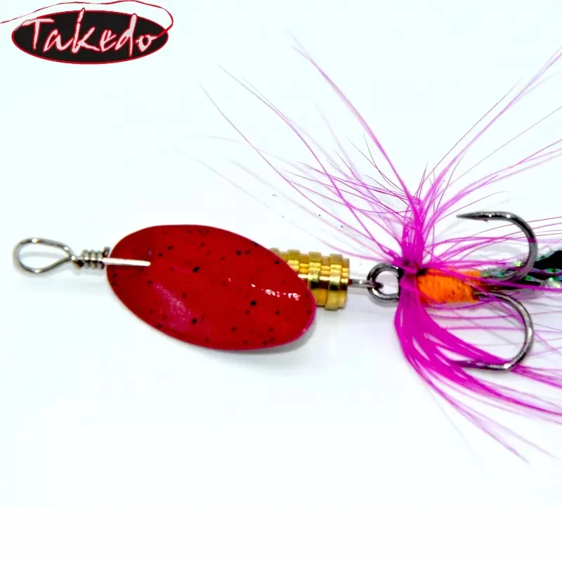TAKEDO 4 unids/set 2,2G señuelo de pesca Spinner cuchara cebo Spinnerbait VMC anzuelos triples señuelo de pesca con mosca cebo de lubina señuelo de trucha HG16 - imagen 2
