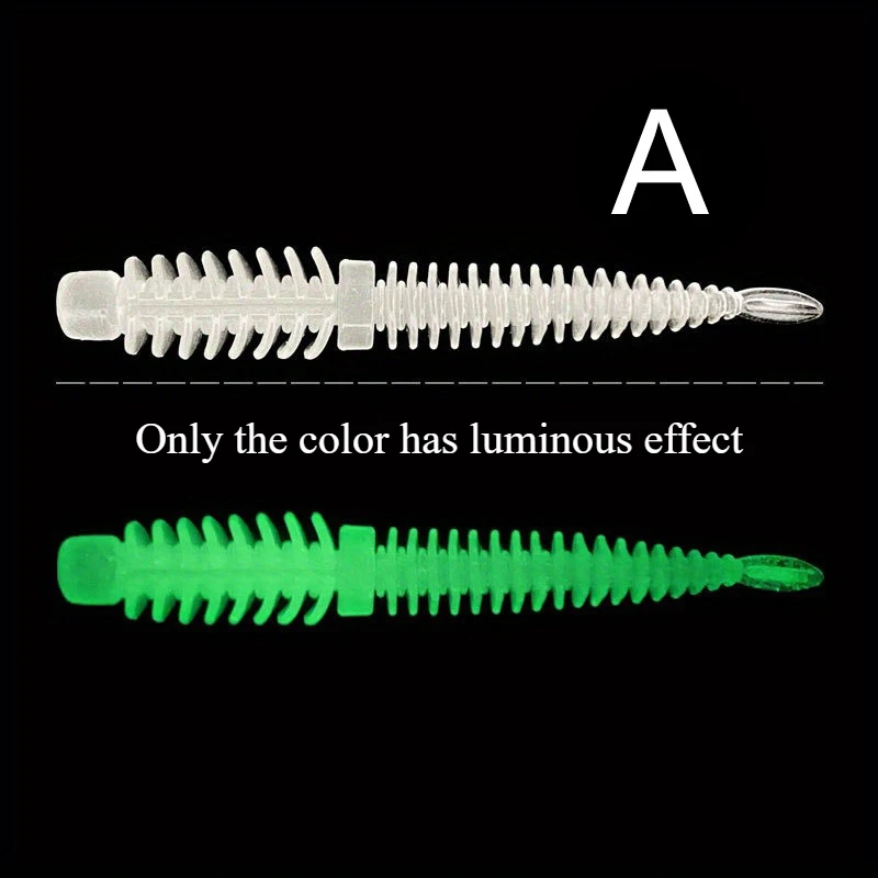 Ackibbik-cebo de gusano de pesca, 8 Uds., señuelo de pesca de gusano suave, Kit de señuelos tipo bala de plástico suave, Swimbaits de cola de Pin, cebos de gusano de trucha, 8cm/2g - imagen 5