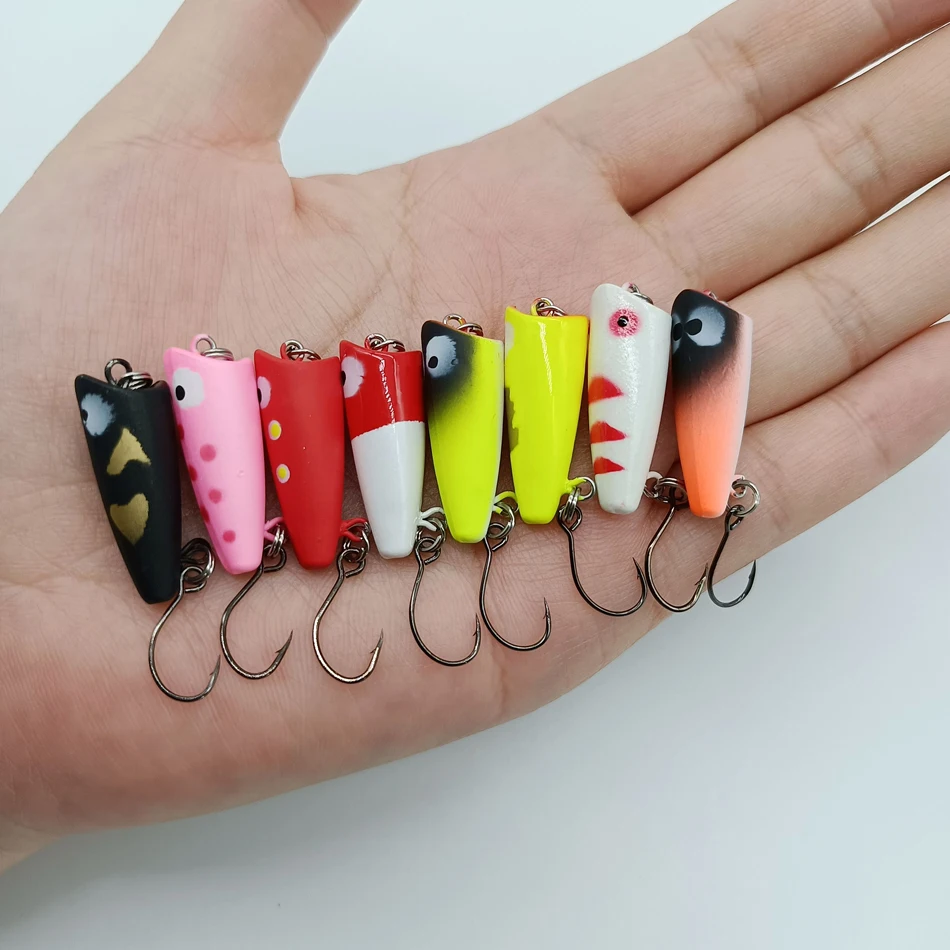 Señuelo de Popper flotante, 1 unidad, tipo súper completo, 2,7 cm, 1,5g, barato, anzuelos de manivela, mini señuelo de pesca popper - imagen 5