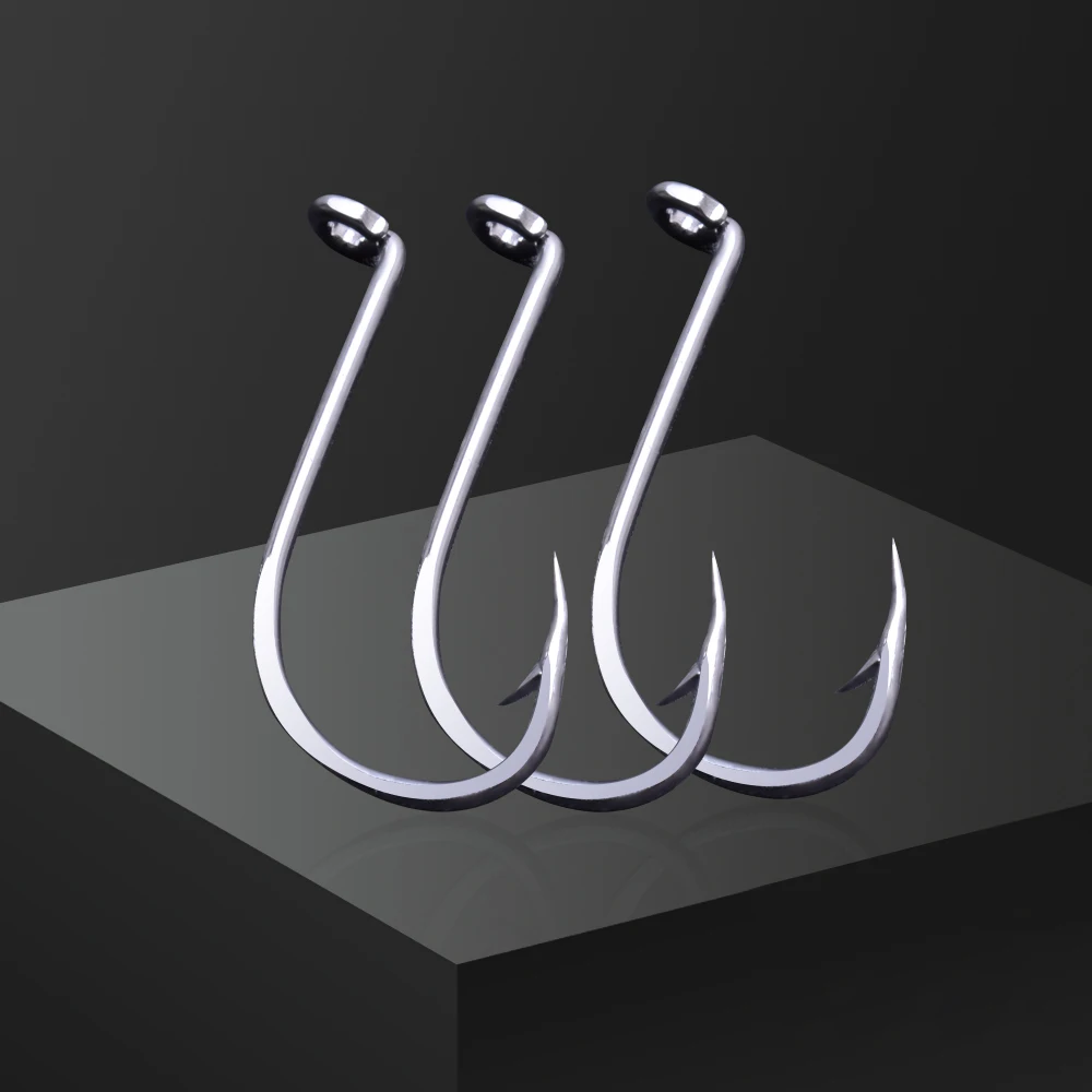 Anzuelos de pesca con cola de pelo grande, anzuelos afilados de mango largo especialmente diseñados, anzuelos de Pesca de Mar, acero de alto carbono, novedad de 100 piezas - imagen 3