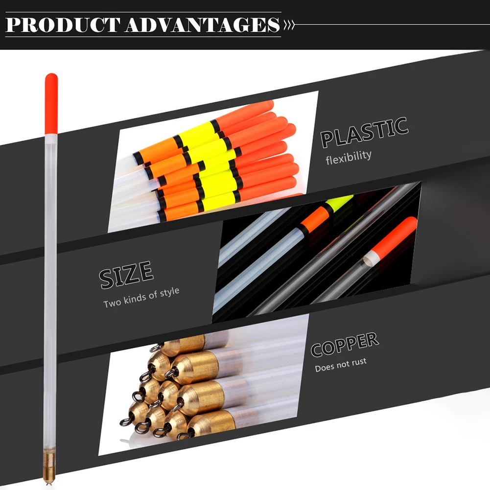 Flotadores huecos antideslizantes para pesca, accesorios de 10 piezas, llamativos, con flotabilidad de 1/9 Oz - imagen 5