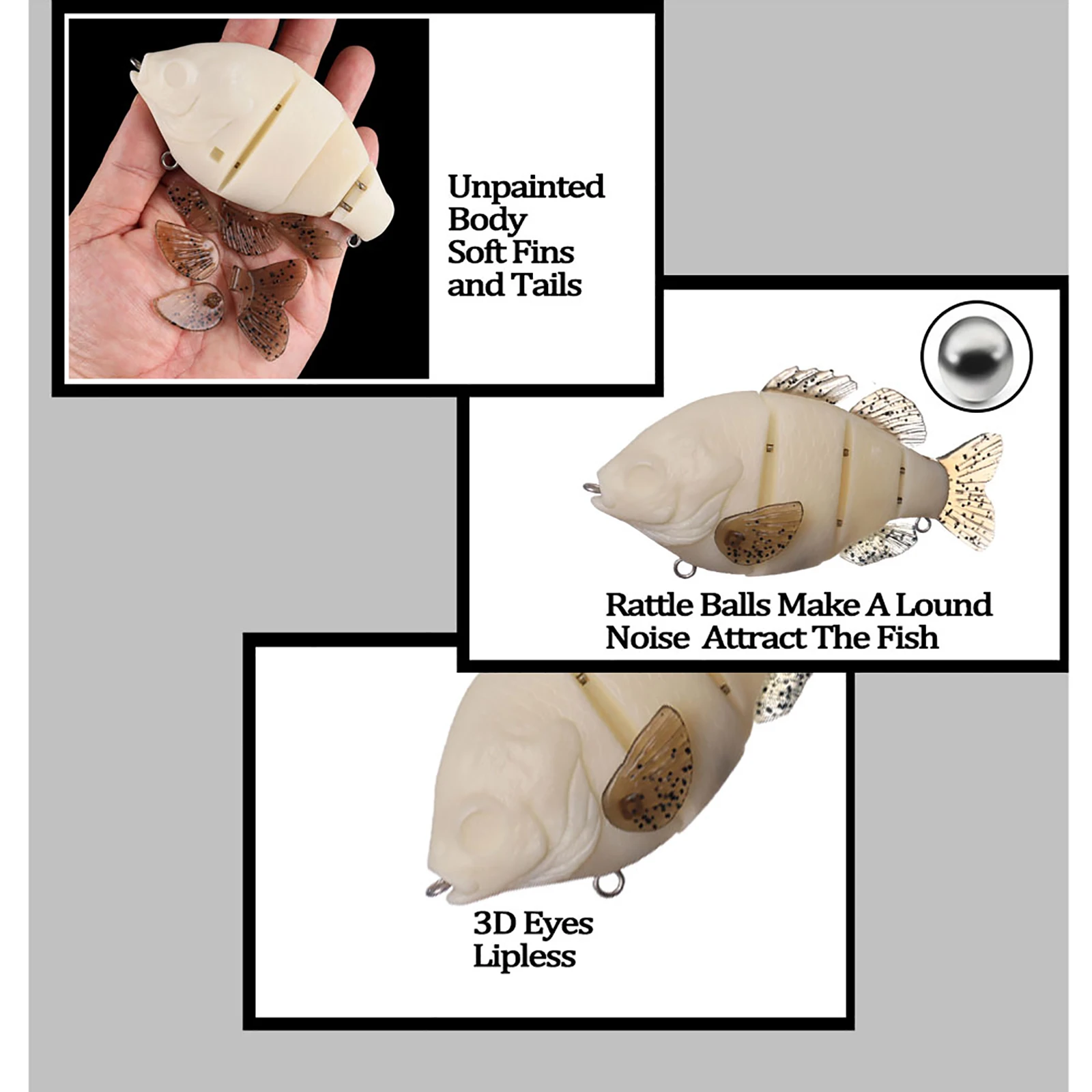 Chan'sHuang 5 uds espacios en blanco sin pintar 13cm/59,6g hundimiento cola suave pez sol Swimbait DIY Señuelos de pesca hechos a mano - imagen 4