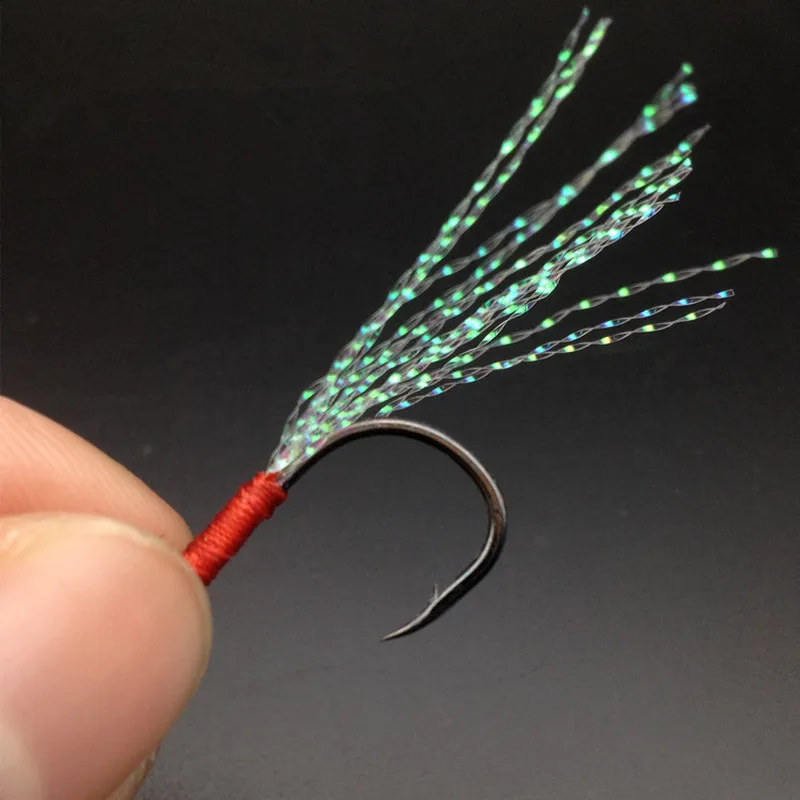 Anzuelos de Pesca de acero con alto contenido de carbono, anzuelos de plantilla individual, pluma de hilo, señuelo de Pesca de Jigging lento, 10-20, lote de 20 unidades - imagen 5