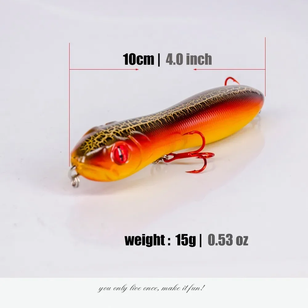 Señuelo de pesca wobblers con lápiz de agua superior de 10cm y 15g para pescar lagarto, imitación Popper, Leurre falso de 7 colores, señuelo duro para caminar al perro - imagen 2