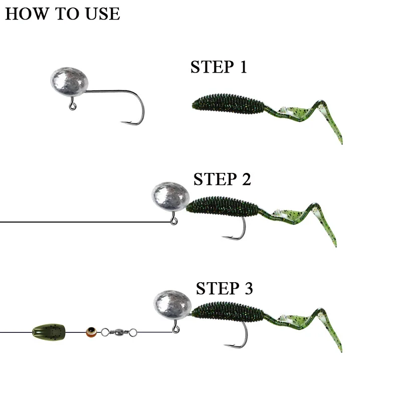 Micro anzuelo de pesca con cabeza de plantilla, anzuelo de pesca en hielo, Mini anzuelo de manivela, aparejos de pesca con señuelo suave, 10 piezas por lote, 2G-5g - imagen 3
