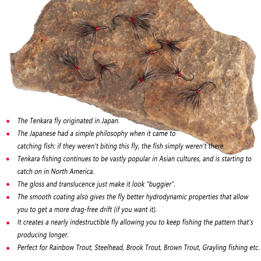 Bimoo 10PCS # 14 # 16 # 18 moscas epoxi Tenkara paracaídas Grizzly Hackle mosca seca Kebari trucha Steelhead Grayling cebo de pesca señuelos - imagen 4