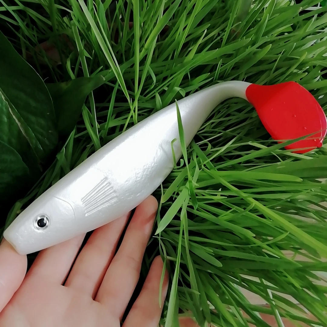 Señuelos de pesca de agua salada, cebo grande y suave de 235mm, sábalo de silicona, Lucio Artificial, Swimbait, plantilla de cola de paleta, Wobblers, 70g, 1 ud. - imagen 4