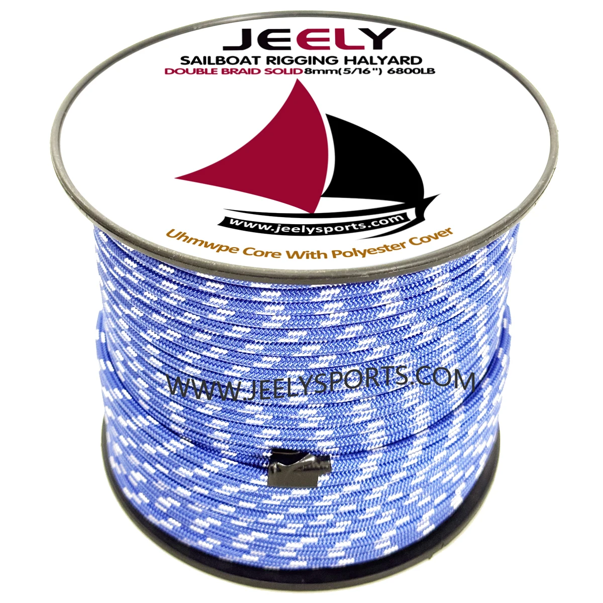Núcleo de fibra UHMWPE de 8 mm y 5 m con cuerda de poliéster para velero yate halyard