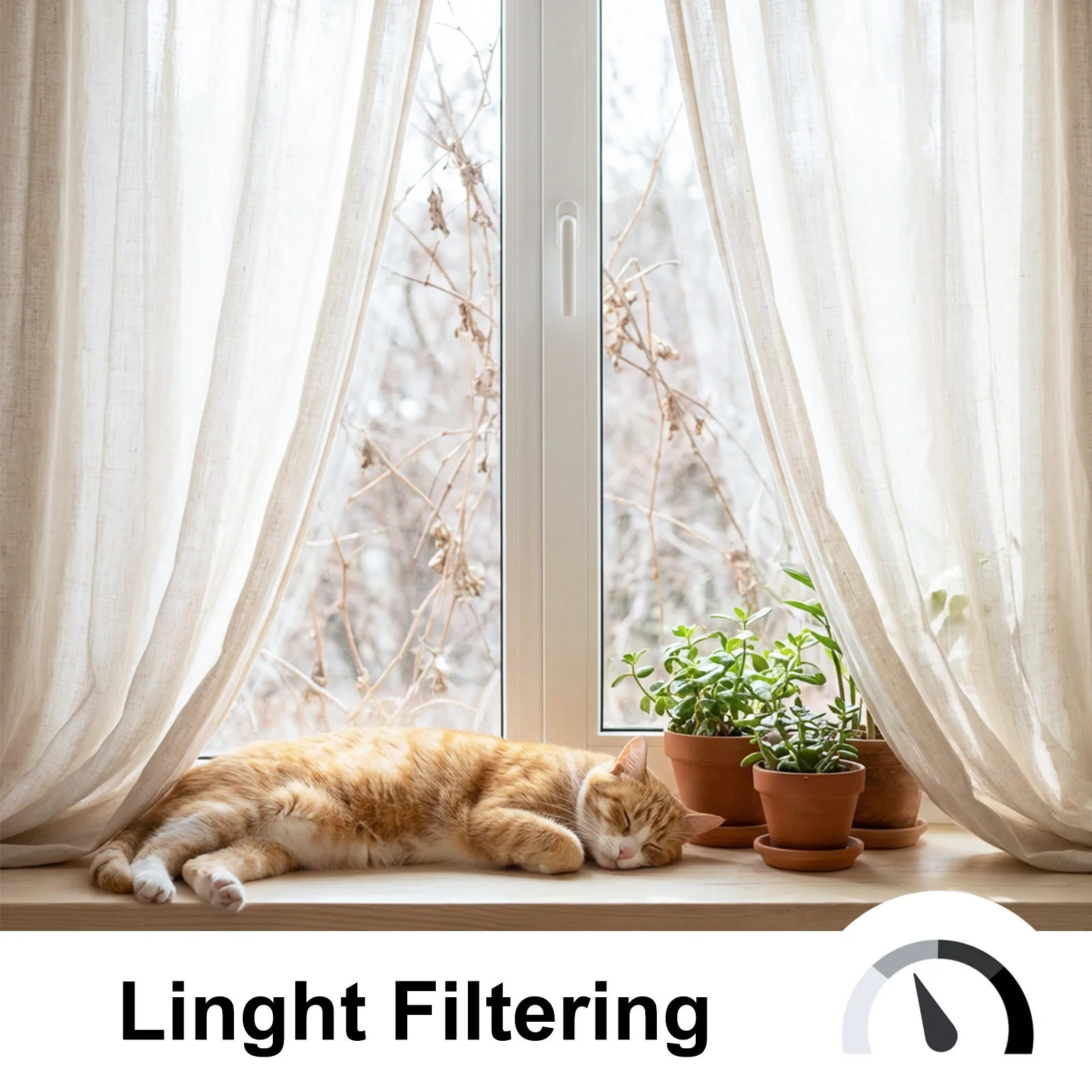 Cortinas Lino Natural Transparentes Beige - Paneles Salon Dormitorio Filtro Luz - imagen 4