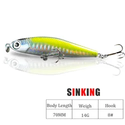 Señuelo Lápiz 70 mm 14 g para Lubina Marina - Natación 3D Ojo de Pez