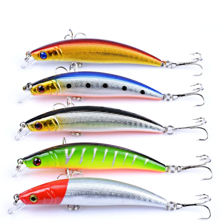 Señuelos de Pesca Jerkbait Minnow, ojos 3d, Crankbait Wobblers para Lucio, cebo duro de plástico Artificial, aparejos de pesca, 5 unids/lote por caja - imagen 3