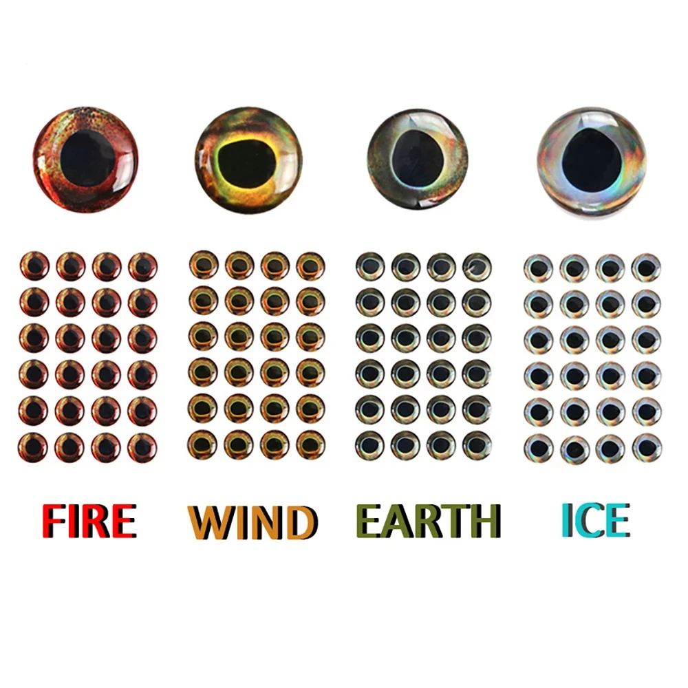 Wifreo-Ojos de pez holográficos 3D/4D para atado de moscas, serpentinas de peces, accesorios de señuelo de pesca realistas, Material de 3mm-15mm, 50 piezas - imagen 3