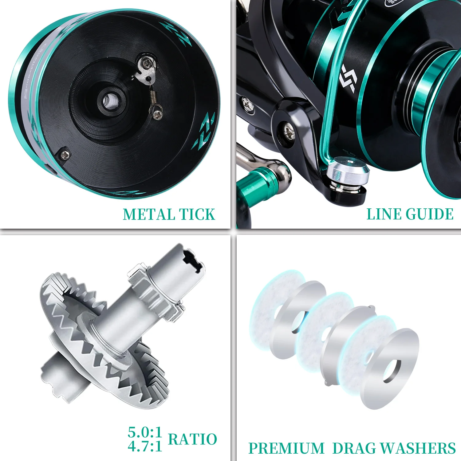 Sougayilang-carrete de Pesca giratorio de alta resistencia, engranaje de transmisión de aleación fundida, arrastre máximo de 10kg, para agua salada y dulce - imagen 2