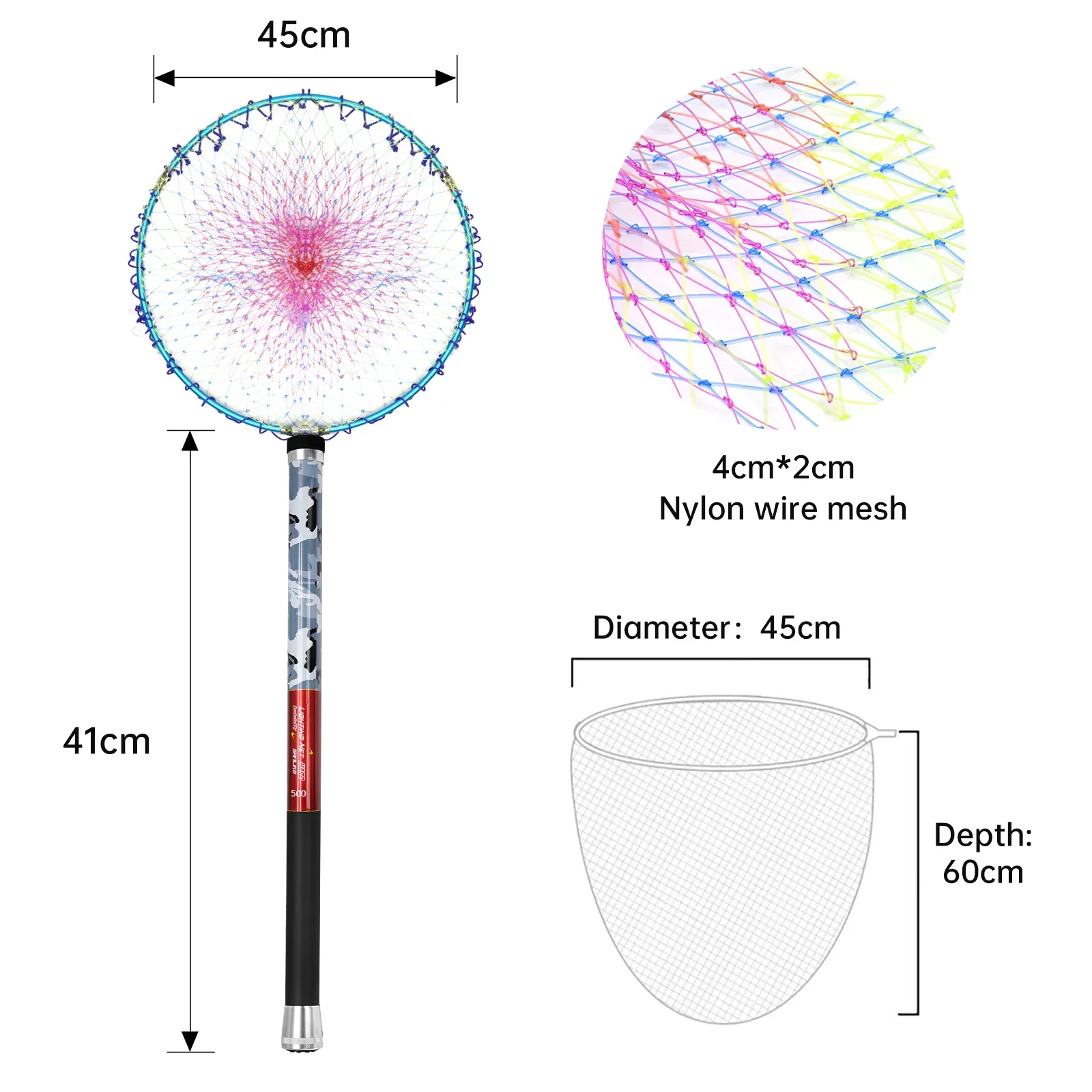 SANLIKE 3m Portable Fishing Landing Net Telescopic Carbon Fiber Handle Foldable Net Aluminum Joint With Adapter Fishing Tackle - imagen 2