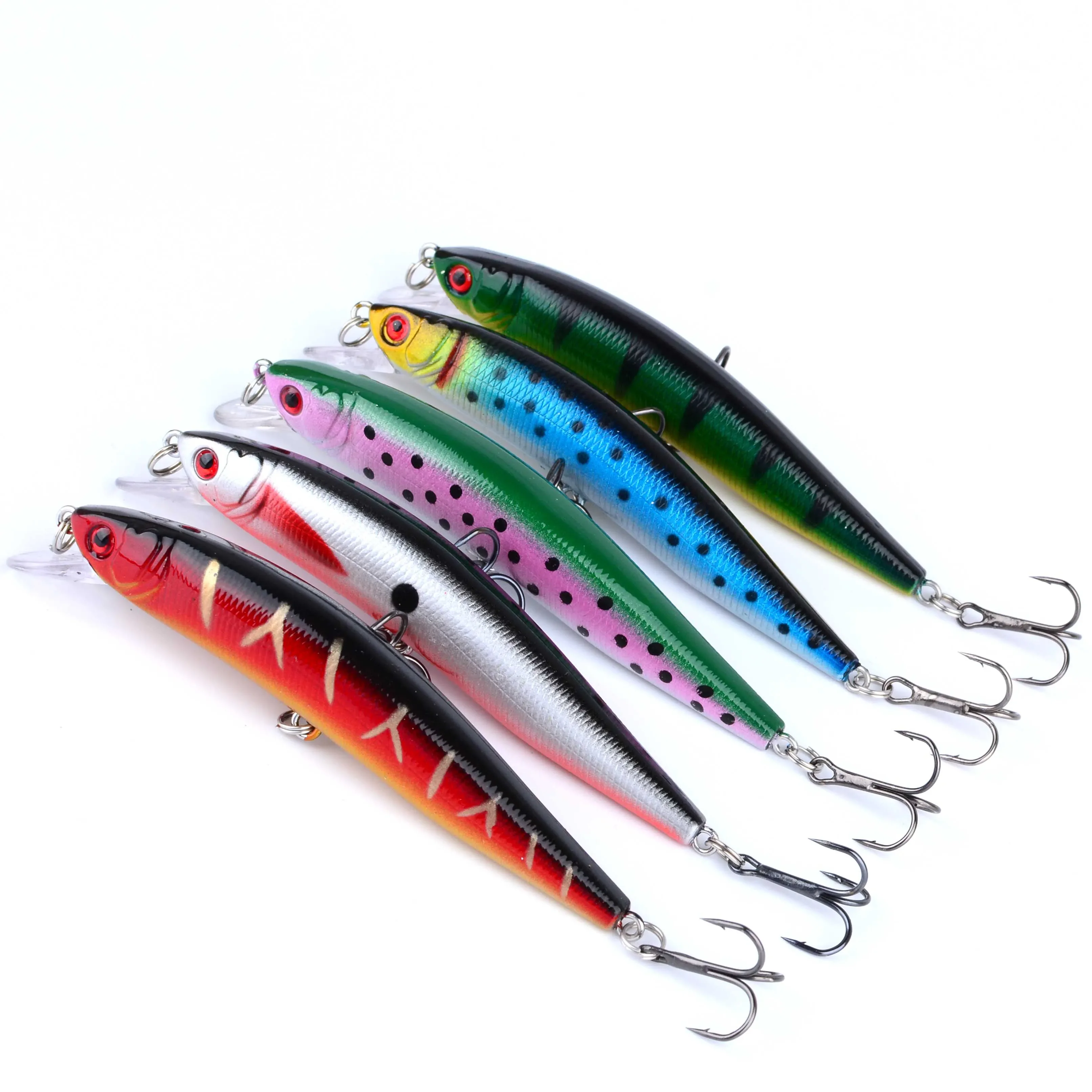 Señuelo de pesca flotante Minnow, 5 uds., Wobblers, Crankbait, cebos duros de plástico Artificial, trucha, Swimbait, Lucio - imagen 4