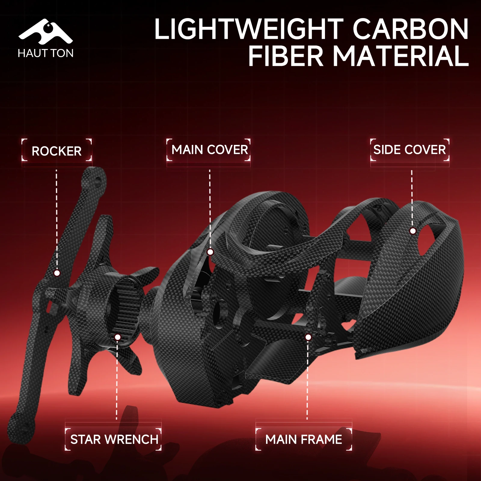 Carrete de Baitcasting de fibra de carbono MERAK, relación de engranaje de alta velocidad 7.1:1, BB de acero inoxidable 5 + 1, arrastre máximo de 11,02 lb, carrete de metal - imagen 5