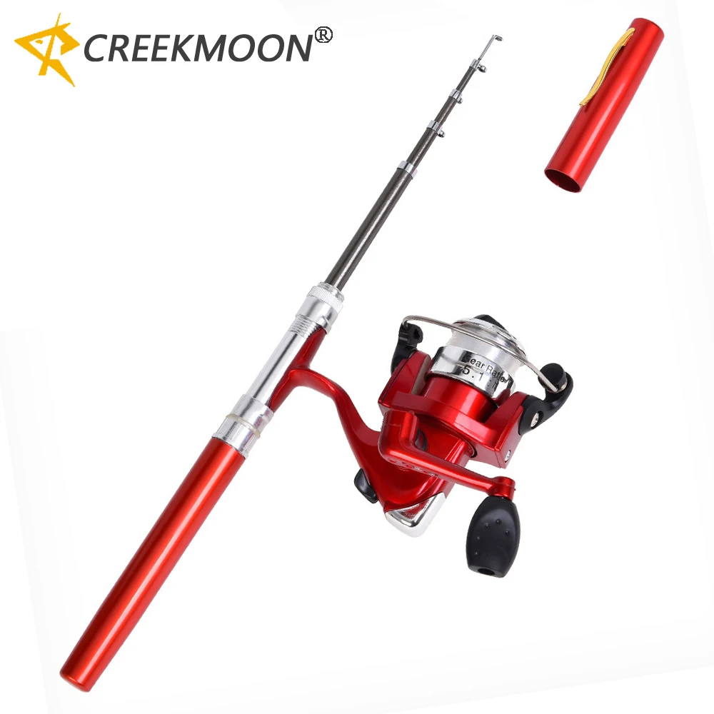 Caña de pescar con forma de bolígrafo de bolsillo portátil, Kit de carrete giratorio, Mini caña de pescar en hielo, invierno al aire libre, accesorios para peces con juego de carretes - imagen 2