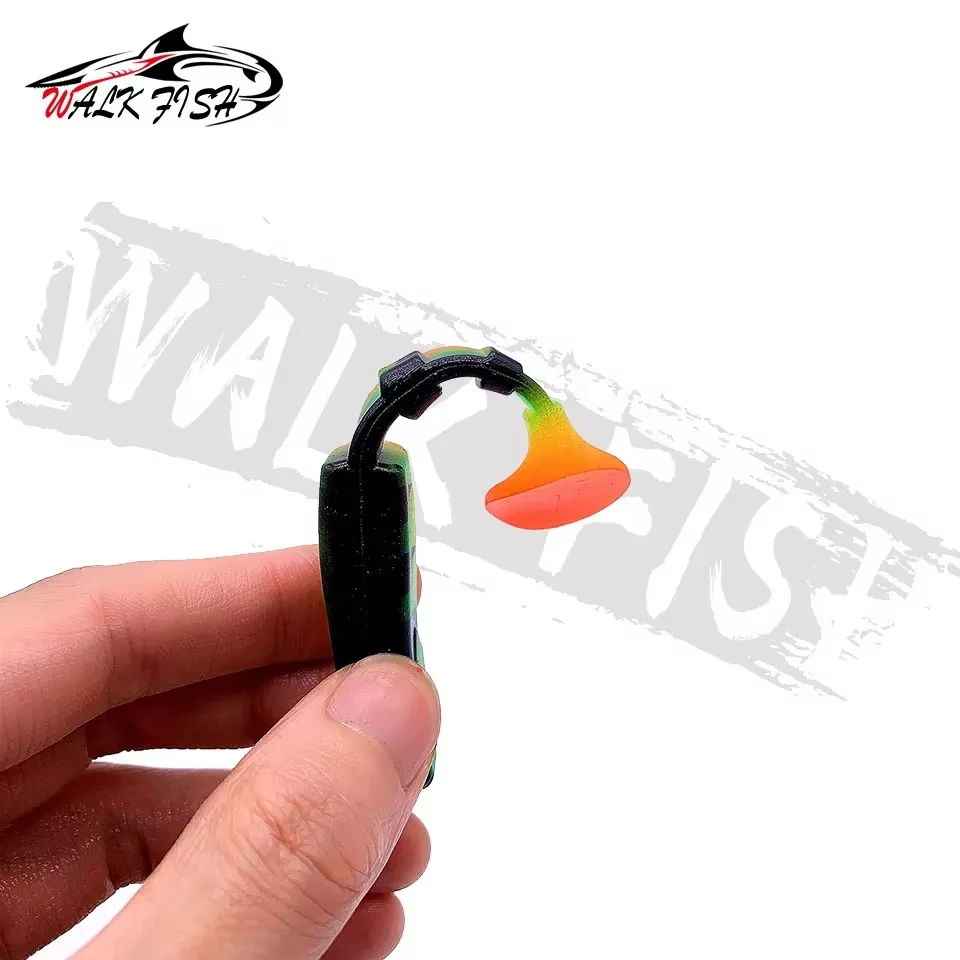 WALK FISH 3 uds 10cm 10,3g señuelos blandos cola en T Pesca Leurre doble Color sábalo pez mandarín lubina cebo Artificial de agua dulce - imagen 4