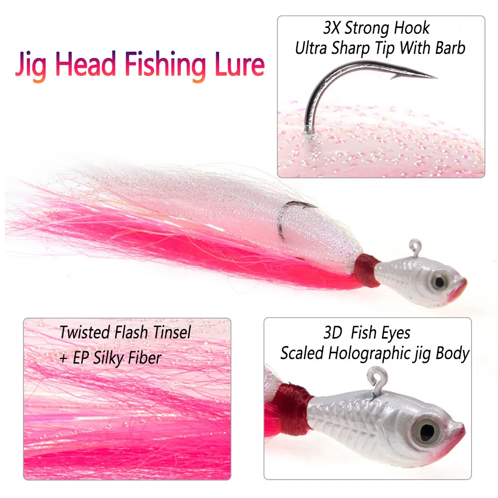 Bimoo-señuelo de pesca con cabeza plomada, 1 unidad, 10g ~ 28g - imagen 2